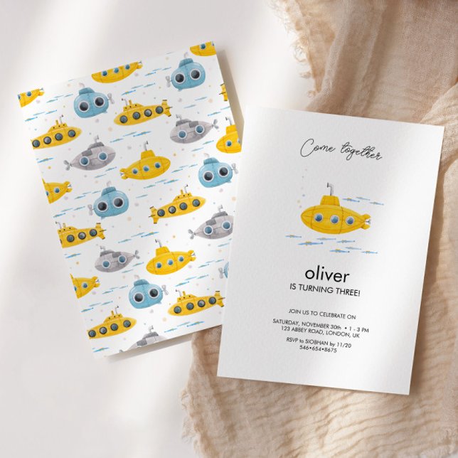 Yellow Submarine Kids Birthday Invitation (Creator Uploaded)