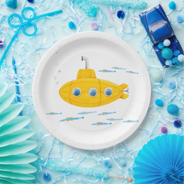 Yellow Submarine Kids Birthday Paper Plate (Party)