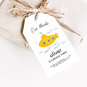 Yellow Submarine Kids Birthday Thank You Tag