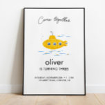 Yellow Submarine Kids Birthday Welcome Poster<br><div class="desc">Come together to celebrate your little boy or girls birthday with this adorable,  nostalgic,  yellow submarine birthday welcome poster!</div>