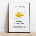 Yellow Submarine Kids Birthday Welcome Poster<br><div class="desc">Come together to celebrate your little boy or girls birthday with this adorable,  nostalgic,  yellow submarine birthday welcome poster!</div>