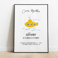Yellow Submarine Kids Birthday Welcome Poster