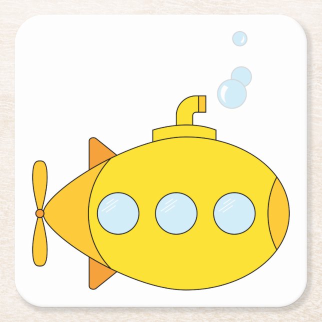 Yellow Submarine Square Paper Coaster (Front)