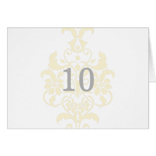 Yellow Subtle Damask Table Number Card