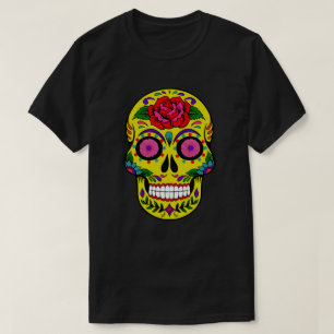 Yellow Sugar Skull Dia de los Muertos T-Shirt
