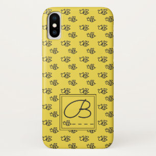 Yellow Summer Bees Monogram Pattern Case-Mate iPhone Case