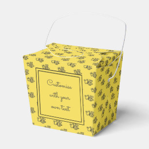 Yellow Summer Bees Pattern Custom Text Favour Box