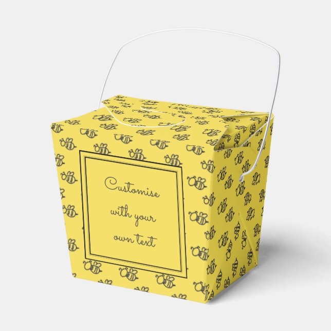 Yellow Summer Bees Pattern Custom Text Favour Box (Front Side)