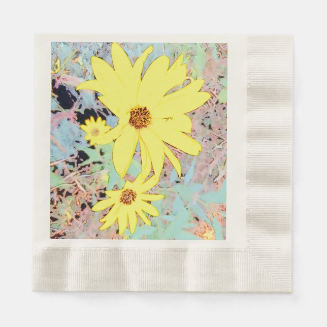 Yellow Summer Flower Paper Napkins (Front)
