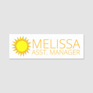 Yellow Summer Sun Sunshine Rays Beach Vacation Name Tag