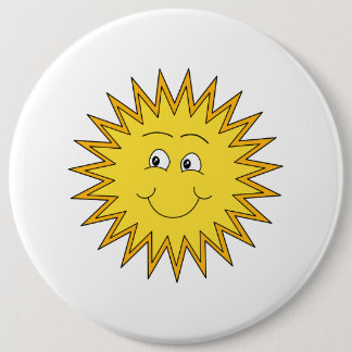 Yellow Summer Sun with a Happy Face. 6 Cm Round Badge