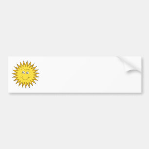 Yellow Summer Sun with a Happy Face. Bumper Sticker