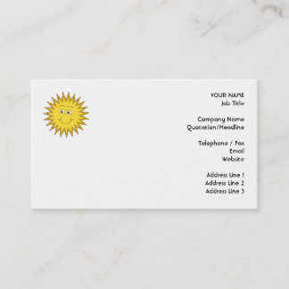 Yellow Summer Sun with a Happy Face. Business Card