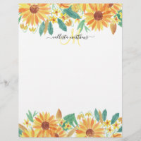 Yellow Summer Sunflower Watercolor Monogram