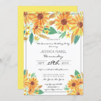 Yellow Summer Sunflower Watercolor Quinceañera