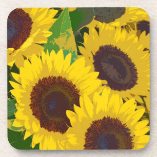 Yellow summer sunflowers coaster