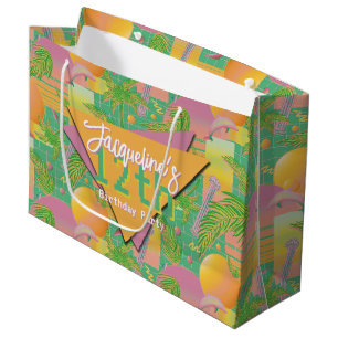 Yellow Summer Vaporwave Sunset Birthday Large Gift Bag