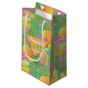 Yellow Summer Vaporwave Sunset Birthday Small Gift Bag