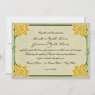 Yellow Summer Vintage Flowers Wedding Invitation
