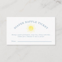 Yellow Sun Blue Gingham Baby Shower Diaper Raffle
