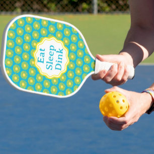 Yellow Sun Caribbean Blue Personalised Pickleball Paddle