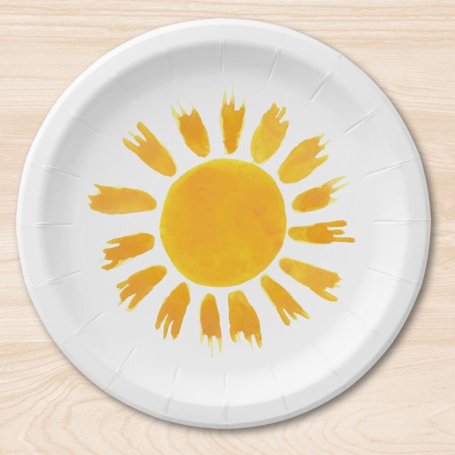 Yellow Sun First Birthday Party  Paper Plate (Creator Uploaded)