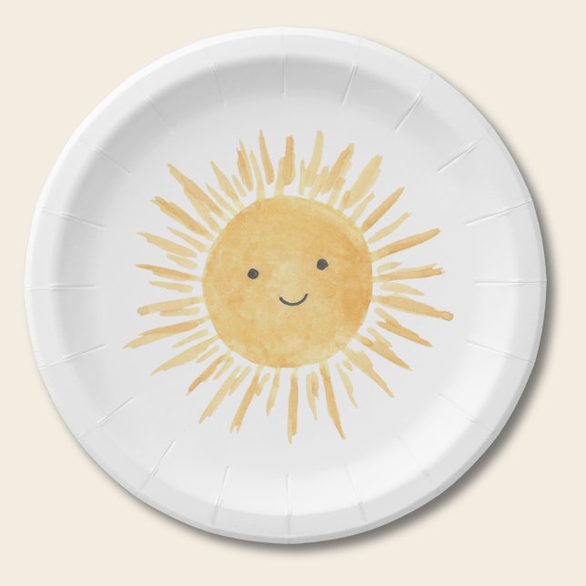 Yellow Sun Girl's Birthday Party Paper Plate (Creator Uploaded)