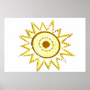 Yellow Sun in Lights Grunge Cutout Poster