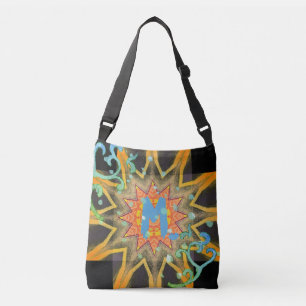 Yellow Sun, Leaves & Green Stars Monogram Crossbody Bag