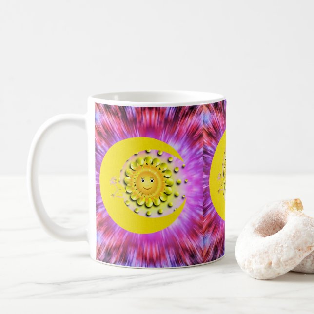 Yellow Sun Moon, Pinkish Mug (With Donut)
