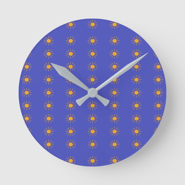 Yellow sun pattern round clock (Front)