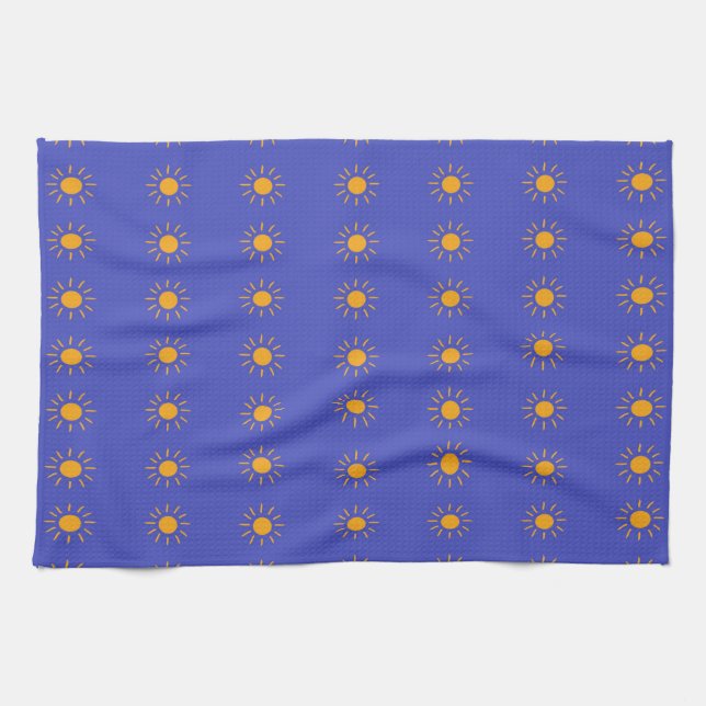Yellow sun pattern tea towel (Horizontal)