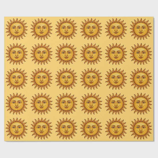 Yellow Sun Pattern. Wrapping Paper (Flat)