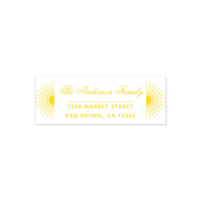 Yellow Sun Rays | Custom Return Address Self-inking Stamp (Design)