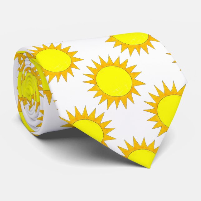 Yellow Sun Sunshine Beach Summer Sunny Day Tie (Rolled)