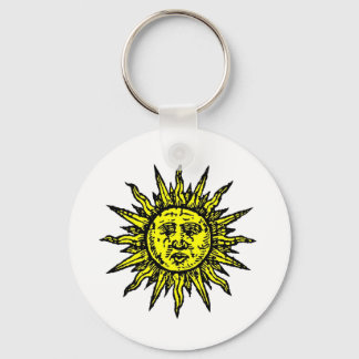 Yellow Sun Symbol Key Ring
