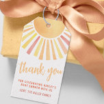 Yellow Sun Thank You Gift Tags<br><div class="desc">Boho Sunshine Sun Thank You Gift Tags. This "Thank You" favour tag is a cheerful and vibrant way to express gratitude, featuring a bright sun at the top with "Thank You" in flowing script beneath it. A short note of appreciation, along with the family name, completes the design, making it...</div>