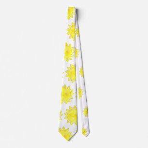 Yellow Sun Watercolor Pattern Tie