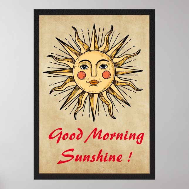 Yellow sun with a face (Good Morning Sunshine) Poster (Front)