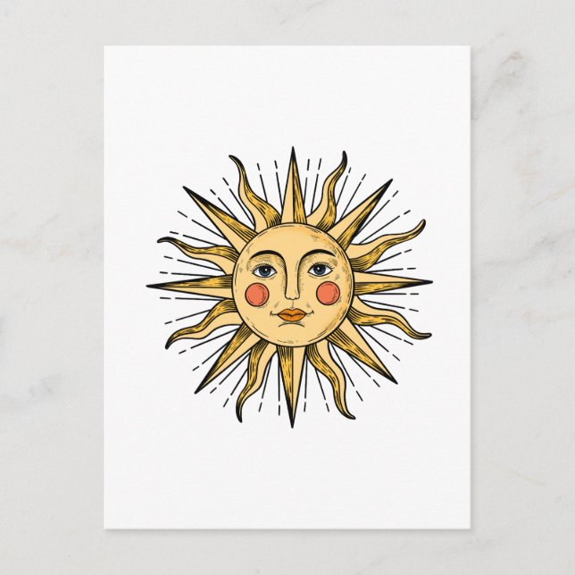 Yellow sun with a face postcard (Front)
