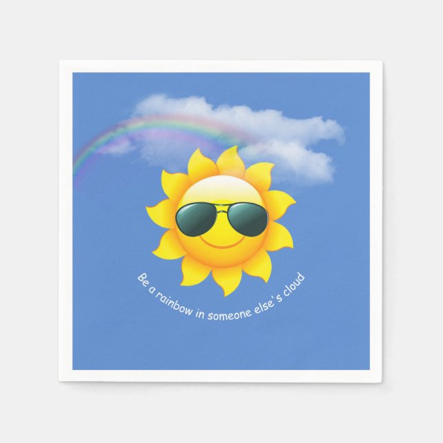 yellow sun with sunglasses and rainbow napkin (Front)