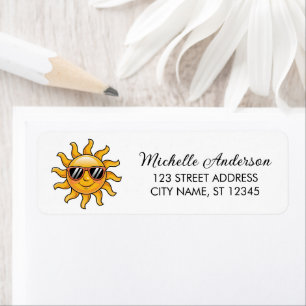 Yellow Sun with Sunglasses Return Address Label