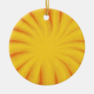 Yellow Sunburst Background – Retro Vintage Texture Ceramic Tree Decoration