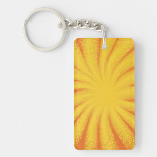 Yellow Sunburst Background – Retro Vintage Texture Key Ring