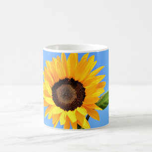 Yellow Sunflower Against Sun on Blue Sky - Summer Coffee Mug