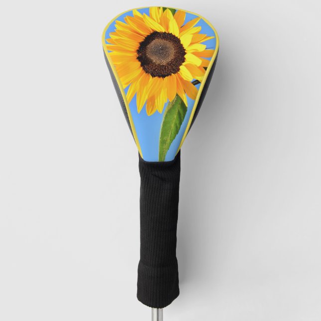 Yellow Sunflower Against Sun on Blue Sky - Summer  Golf Head Cover (Front)