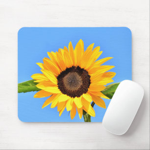 Yellow Sunflower Against Sun on Blue Sky - Summer  Mouse Pad