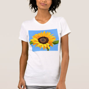 Yellow Sunflower Against Sun on Blue Sky - Summer  T-Shirt