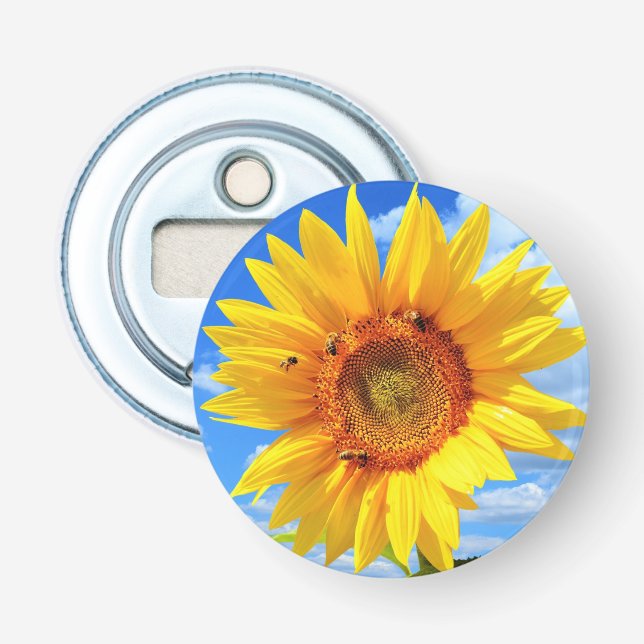 Yellow Sunflower and Bees Bottle Opener (Front)