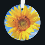 Yellow Sunflower and Bees Christmas Ornament<br><div class="desc">Christmas Ornaments with Yellow Sunflower and Bees on Blue Sky - Summer Day - Photo Flower Nature - Customisable - or Choose / Add Your Unique Photo - Image / Text - Name / Colour / Font / Size / more - Make Your Special Gift - Resize and move or...</div>